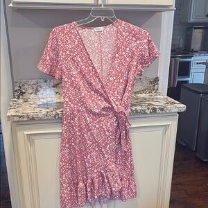 Floral Pink Wrap Dress